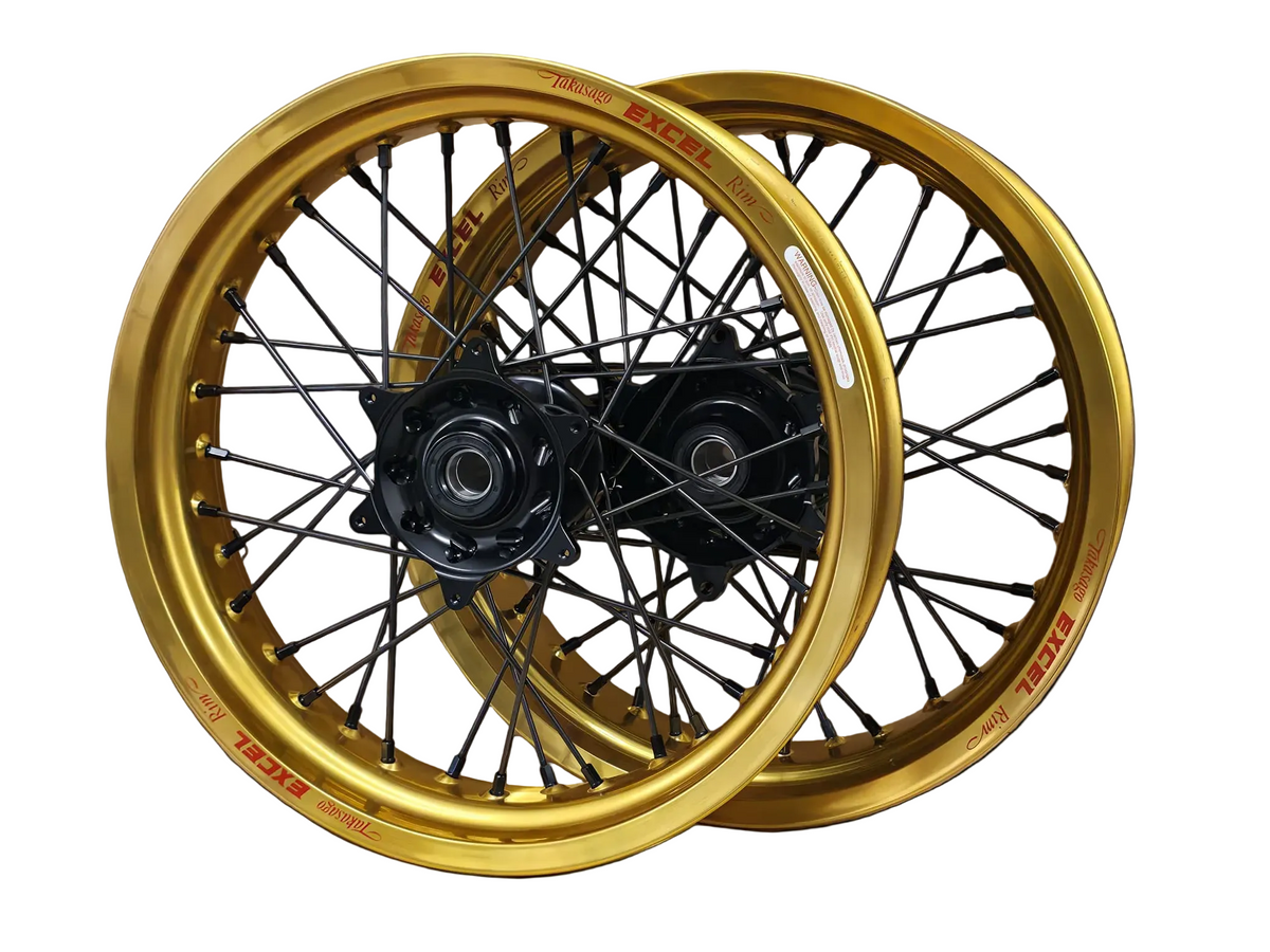 Supermoto Felgensatz Excel Gold mit Haan Nabe Schwarz – Produktansicht
