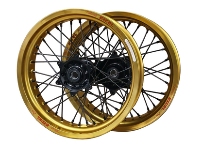 Supermoto Felgensatz Excel Gold mit Haan Nabe Schwarz – Produktansicht