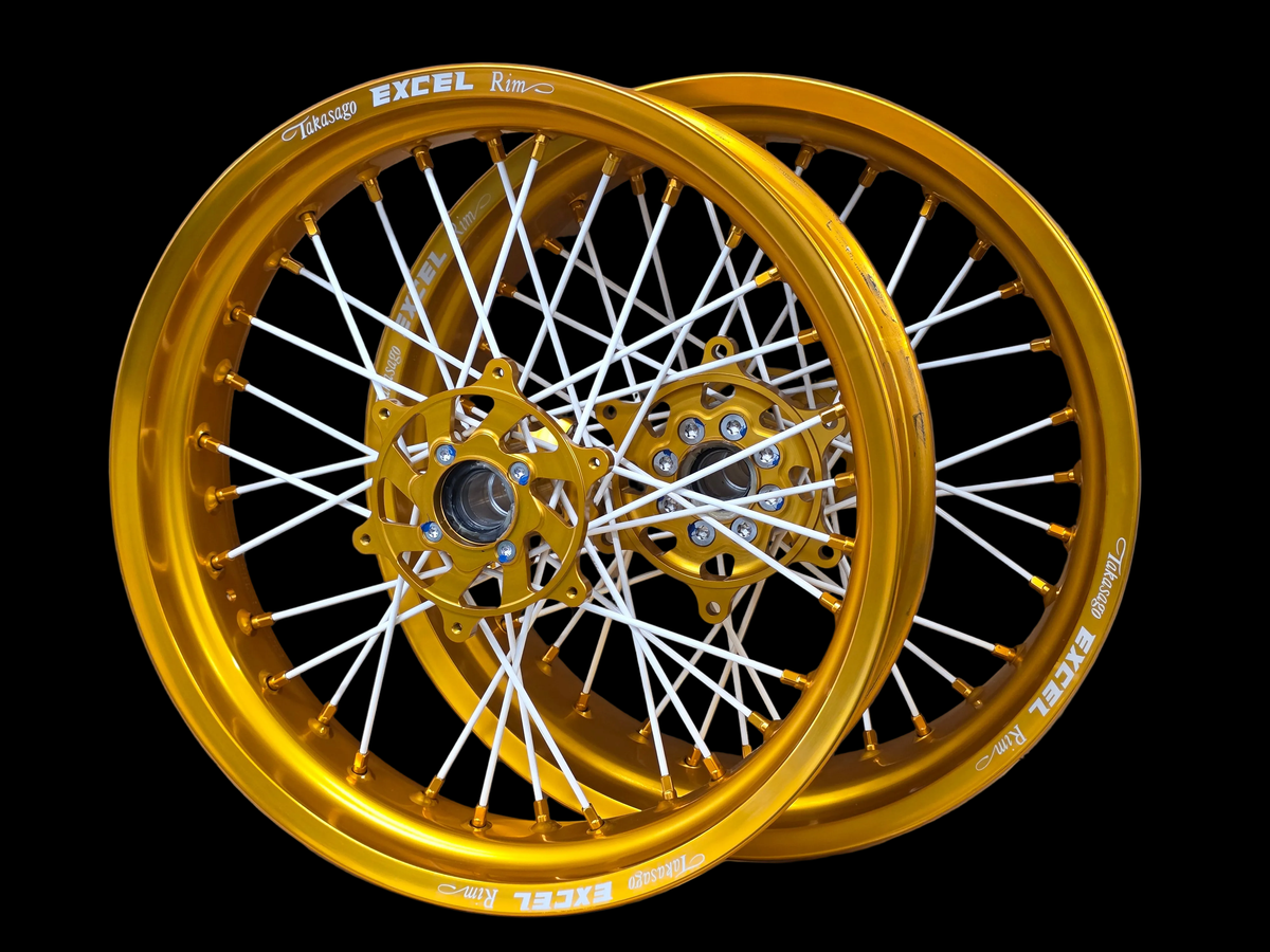 Supermoto Felgensatz Excel Gold mit Nabe Gold