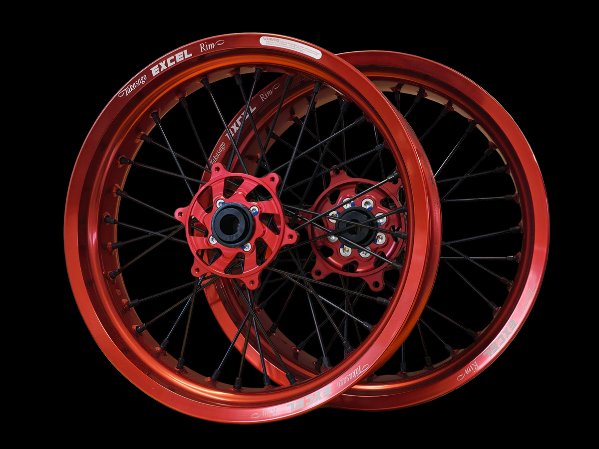 Supermoto Felgensatz Excel Rot mit Nabe Rot