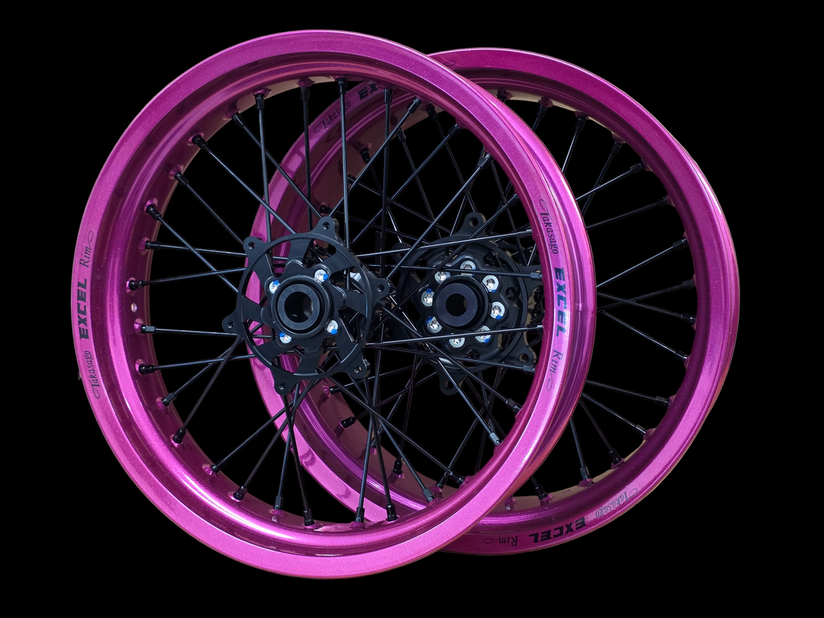 Supermoto Felgensatz Excel Lila mit Nabe Schwarz