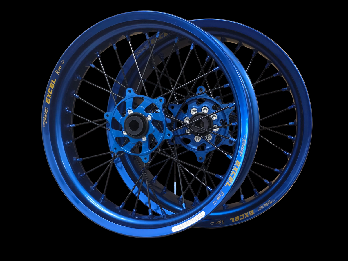 Supermoto Felgensatz Excel Blau mit Nabe Blau
