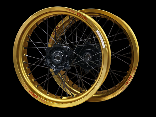 Supermoto Felgensatz Excel Gold mit Haan Nabe Schwarz