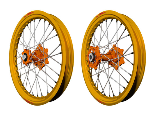 Enduro Felgensatz Excel Gold mit orangen G2-Naben