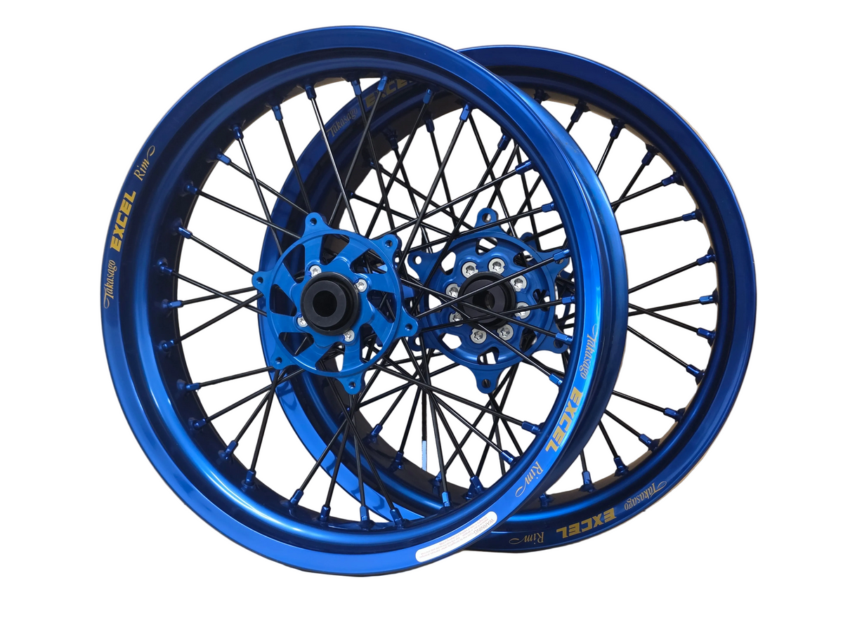 Supermoto Felgensatz Excel Blau mit EVSS Nabe Blau – Produktansicht