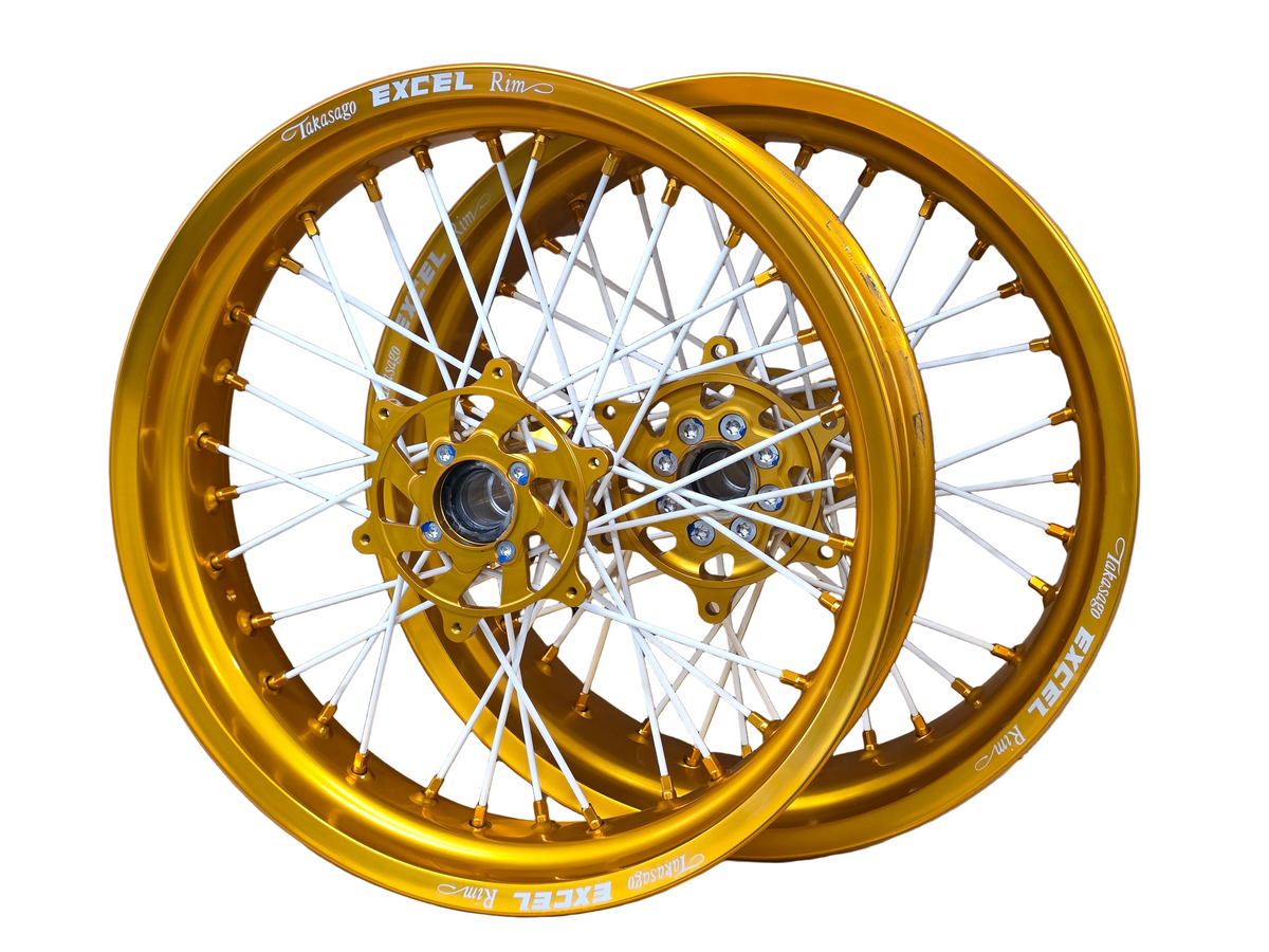 Supermoto Felgensatz Excel Gold mit Nabe Gold – Produktansicht