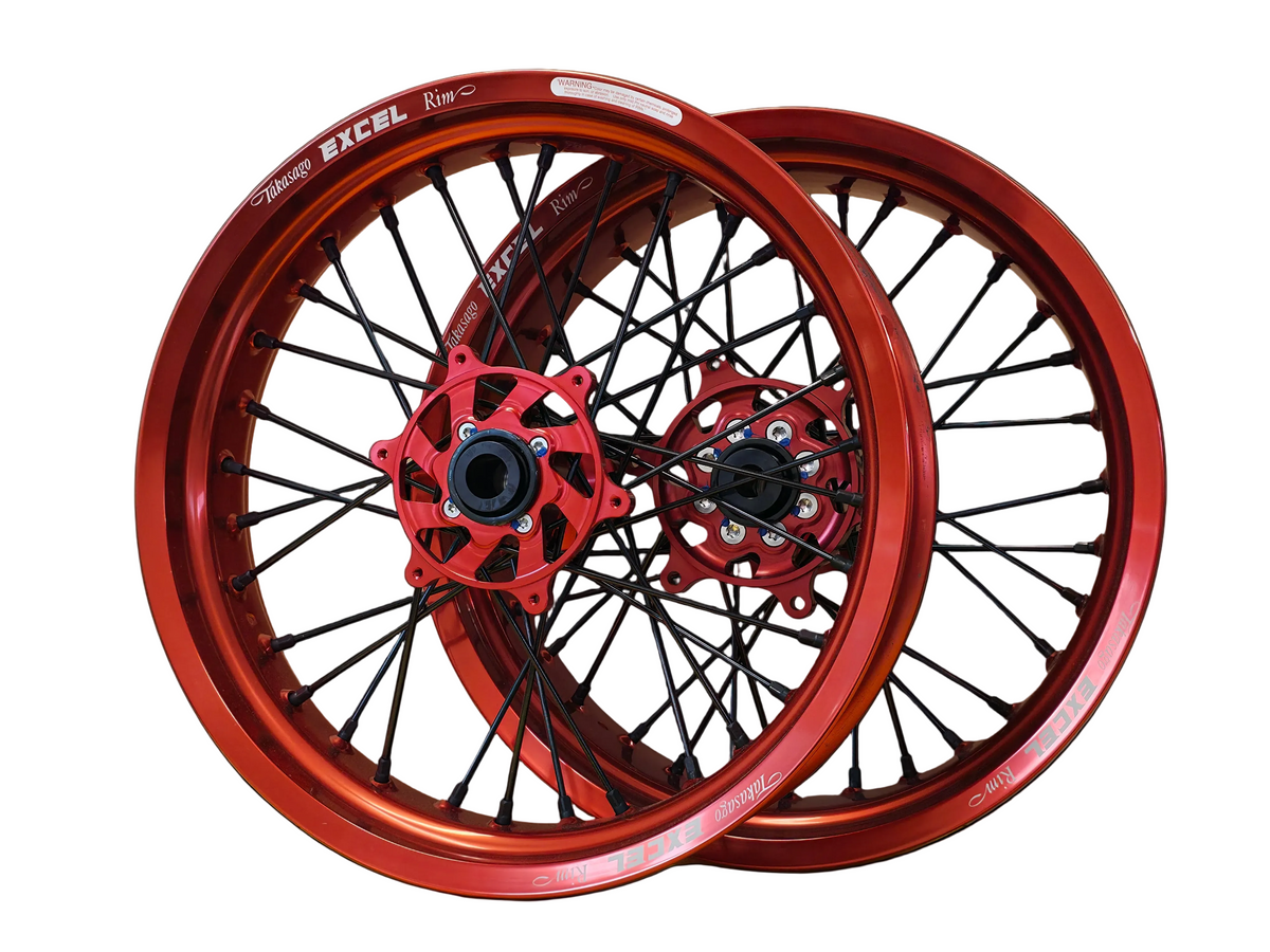 Supermoto Felgensatz Excel Rot mit Nabe Rot – Produktansicht